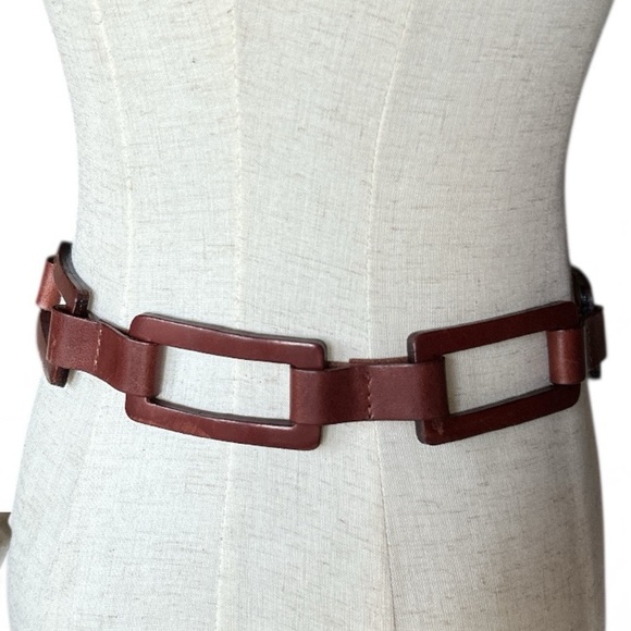 NORDSTROM Vintage Genuine Italian Leather Cognac Belt Cutout Squares main image 6